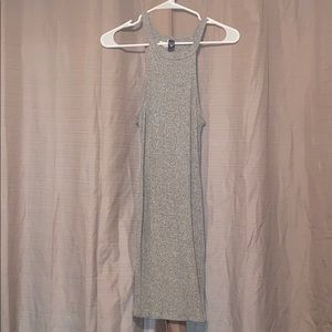 Gray tight fitted dress.
